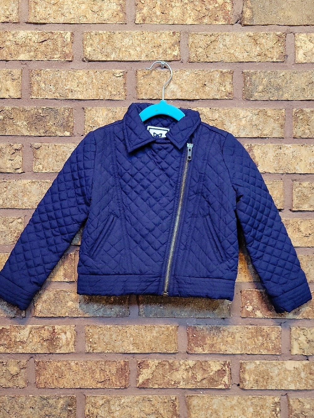 Gymboree Quilted Asymmetrical Zip Navy Jacket Size XS